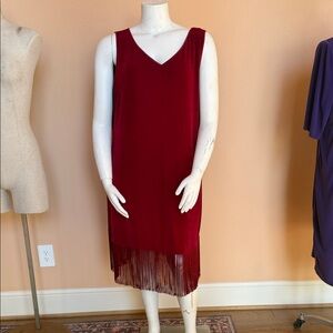 J. Jill Red Fringe Mini Dress